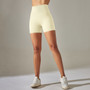 Seamless Solid Color Ribbed Peach Buttocks Yoga Shorts Sports Running Fitness Pants Women