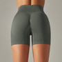 Seamless Solid Color Ribbed Peach Buttocks Yoga Shorts Sports Running Fitness Pants Women