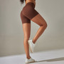 Seamless Solid Color Ribbed Peach Buttocks Yoga Shorts Sports Running Fitness Pants Women