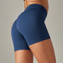 Seamless Solid Color Ribbed Peach Buttocks Yoga Shorts Sports Running Fitness Pants Women