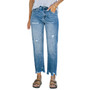 Washed Ripped Women's Denim Pants High Rise Straight Leg Trousers