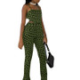 Green Printed Tank Top Wide Leg Pants Fashion Casual Two-Piece Set