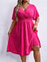 Plus Size Women's Summer Solid Loose Slim Waist Dress