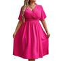 Plus Size Women's Summer Solid Loose Slim Waist Dress