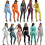 Long-Sleeved Yoga Top Slim Fitted Trousers Fitness Top Knitting Yoga Clothing