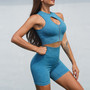 Seamless Yoga Suit Set Tank Workout Butt Lift Stretch Yoga Shorts Leggings Tight Fitting Sportswear Women