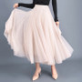 Spring Swing Puffy High Waist Slim Mesh A-line Long Skirt