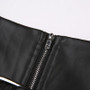 Punk rivet belt slit leather skirt fashion street sexy low waist a-line pleated skirt