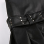 Punk rivet belt slit leather skirt fashion street sexy low waist a-line pleated skirt