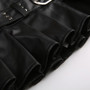 Punk rivet belt slit leather skirt fashion street sexy low waist a-line pleated skirt