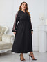 Fashion Long Sleeve Embroidered Slim Waist Plus Size Dress Women
