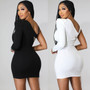 Summer Women Fashion Sexy Tight Fitting Bodycon One Shoulder Sleeve Dress