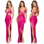 Summer Women Clothing Sequin Slit Backless Cutout Evening Dress