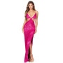 Summer Women Clothing Sequin Slit Backless Cutout Evening Dress