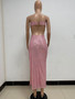 Summer Women Clothing Sequin Slit Backless Cutout Evening Dress