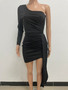 Women Summer Shoulder Backless Solid Bodycon Dress