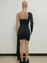 Women Summer Shoulder Backless Solid Bodycon Dress