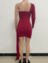 Women Summer Shoulder Backless Solid Bodycon Dress