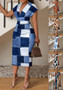 Women's Fashion Chic V Neck Slim Print Dress