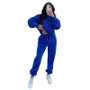 Fall Winter Solid Color Long Sleeve Hoodie Pants Women's Fashion Casual Tracksuit Two Piece Set