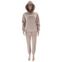 Fall Winter Solid Color Long Sleeve Hoodie Pants Women's Fashion Casual Tracksuit Two Piece Set