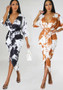 Summer Women's Sexy V-Neck Digital Printing Irregular Dress