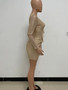 Deep V Sequins Ruffles Bodycon Dress Chic Fashion Slim Long-Sleeved Party Dress