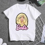 Parent-Child Round Neck Printed Short Sleeve White T-Shirt