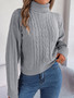 Autumn And Winter Casual Turtleneck Twist Long-Sleeved Knitting Pullover Sweater Women's Clothing