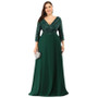 Plus Size Evening Dress Elegant Sequin Half-Sleeve Sexy V Neck Chiffon Swing Party Dress For Women