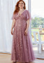 Evening Gown Plus Size Sequin Ball Gown Ruffle Sleeve Mermaid Swing Maxi Dress