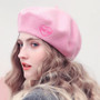 Womens Embroidered Letter Beret Painter Cap