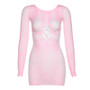 Women Long Sleeve Mesh Sexy Bodycon Dress