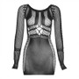 Women Long Sleeve Mesh Sexy Bodycon Dress