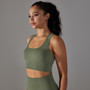 Seamless Knitting Dot Cross Tank Breathable Gather Yoga Vest Top Sports Running Fitness Bra