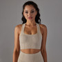 Seamless Knitting Dot Cross Tank Breathable Gather Yoga Vest Top Sports Running Fitness Bra