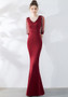 Bridal Toast Dress Fashion Formal Party Red Sexy Slim Mermaid Dress Wedding Evening Dress for Women