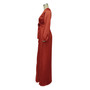 Women Autumn V-Neck Balloon Sleeve Pleated Dress