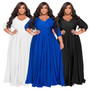 Plus Size Women's Solid Color V-Neck Sexy Wedding Long Dress