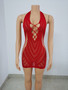 Women's Cutout Lingerie Sexy Halter Neck Mesh Low Back Nightclub Dress