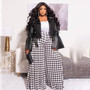 Plus Size Women Houndstooth Wide Leg Pants