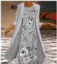 Women Print Dress + Robe Two Piece Set