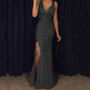 Summer Elegant Sleeveless Split Shiny Dress Long Dress Evening Dress