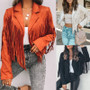 Women'S Autumn And Winter Turndown Collar Fringe Short Suede Leather Jacket