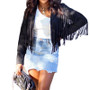 Women'S Autumn And Winter Turndown Collar Fringe Short Suede Leather Jacket