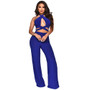 Women Pants Halter Neck Sleeveless Solid Color Wide Leg Jumpsuit