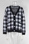 Trendy Knitting shirt plaid single breasted cardigan slim sweater jacket