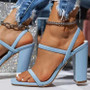 Women's Shoes Plus Size Spring Summer High Heels Open Toe Sandals Square Toe Snake Sandals