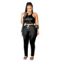 Women's Pile Pants Sleeveless Pencil Pants Sportswear Two-Piece Set