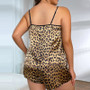 Spring and summer suspenders shorts suit female sexy leopard pajamas